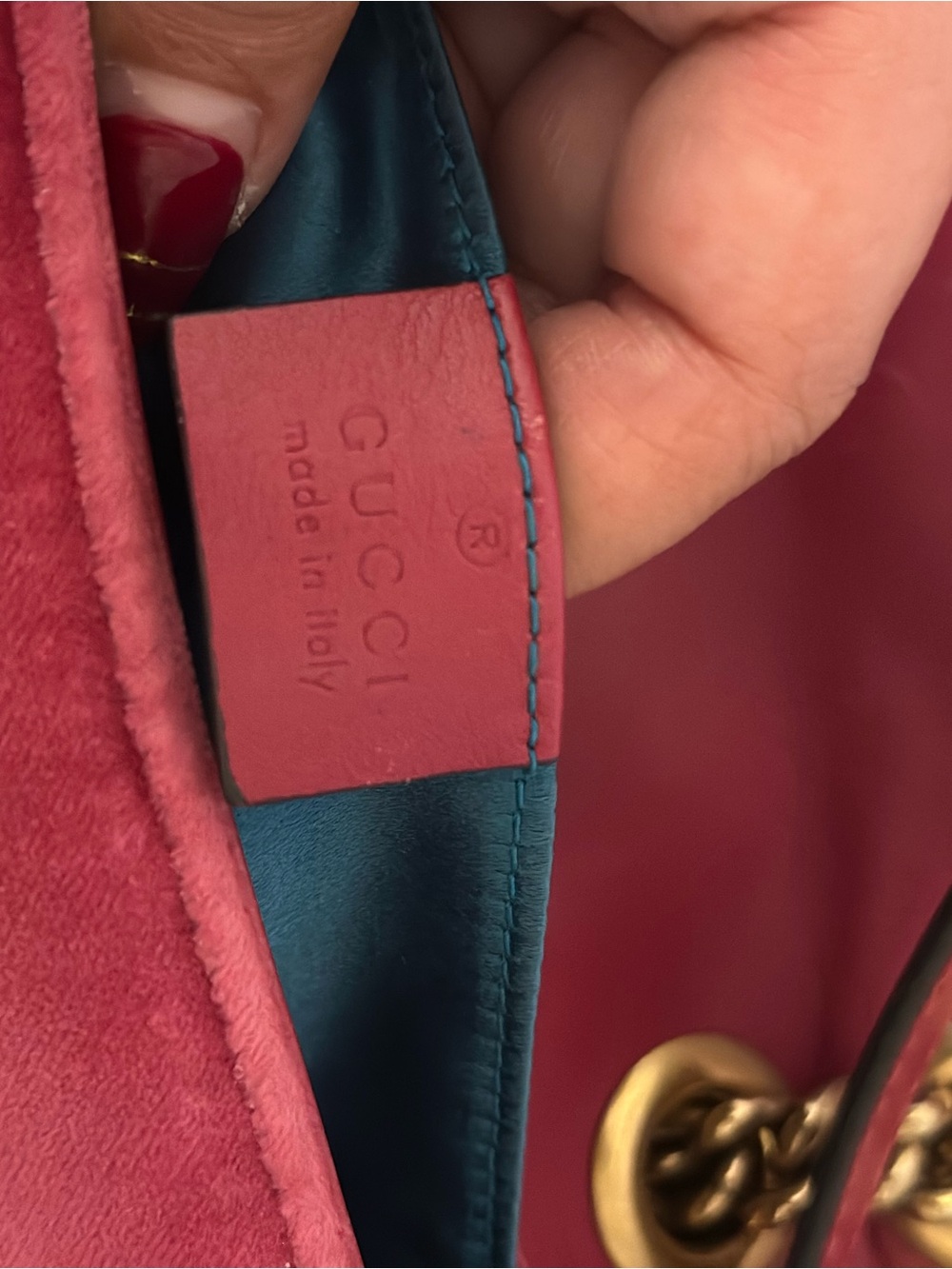 Gucci Pink Velvet GG Marmont small Shoulder Bag with Gold Hardware - Picture 3 of 7